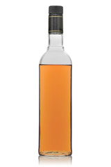bottle of cognac or brandy with a cork isolated on a white background