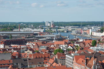 Fototapeta premium View over city of Lubeck in Germany
