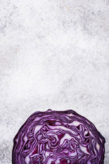 Obraz premium Cut red cabbage. Top view