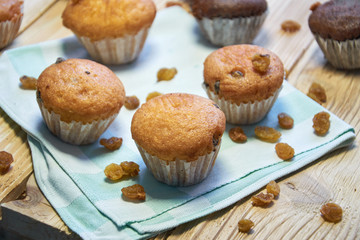 Fresh homemade delicious carrot muffins with dried fruits and nuts