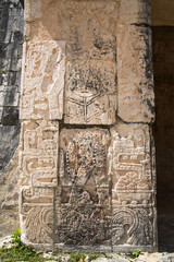Mexico, Chichen Itzá, Yucatán. Reliefs of Mayan temples of Kukulcan El Castillo 