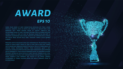 The award of the particles. Sports trophy consists of circles and points. Vector illustration.
