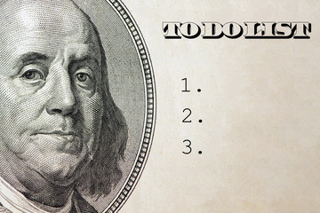 To Do List, business concept on dollar background