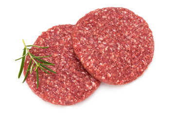 Raw fresh hamburger meat isolated on white.