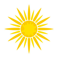Sun symbol icon on white, stock vector illustration