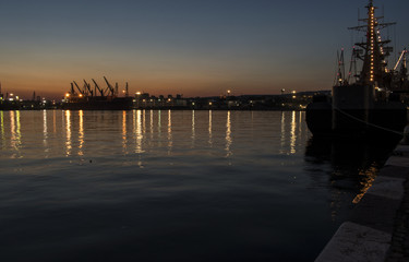 Sunset at Sea Station of Varna city. The city has a gold treasure of the Chalcolitha, which is believed to be the world's oldest gold treasure.