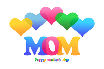 Happy mothers day colorful letters vector background.