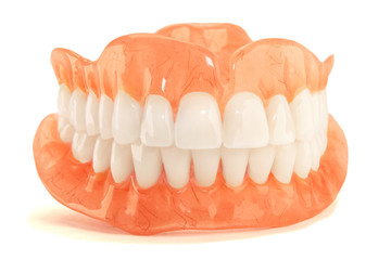 Full denture dentures close-up. Orthopedic dentistry with the use of modern technologies to restore teeth loss. The concept of aesthetic dentistry