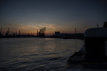 Sunset at Sea Station of Varna city. The city has a gold treasure of the Chalcolitha, which is believed to be the world's oldest gold treasure.