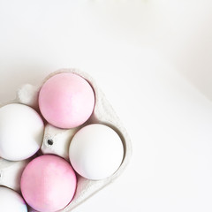 Pink and White Easter Eggs and Egg Craft Stand