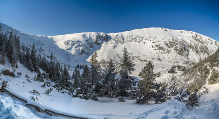 Beautiful landscape of winter Karkonosze mountains, Panorama