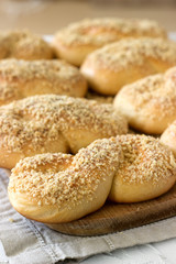 Traditional Romanian and Moldavian sweet buns in the form of eight with honey glaze and nut crumbs.