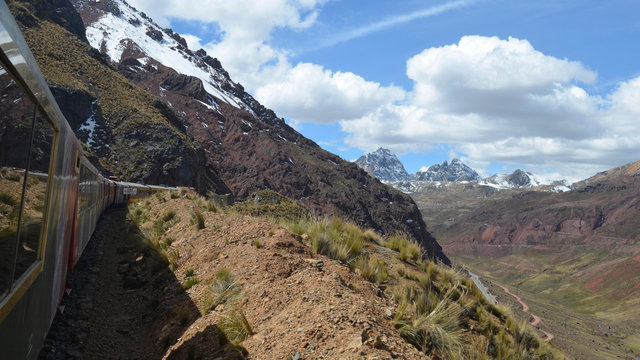 The Ferrocarril Central between Lima and Huancayo, Peru. Crossing the Andes, this train is the 2nd highest train in the world.