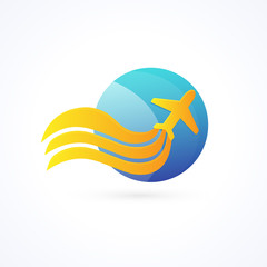 Logo design abstract planet travel vector template.