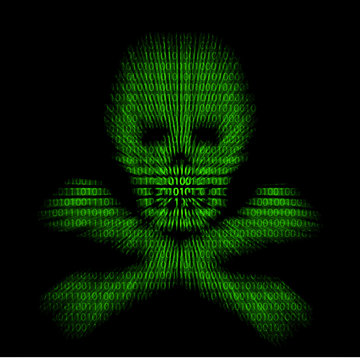 Abstract symbol danger cyber skull and bones.