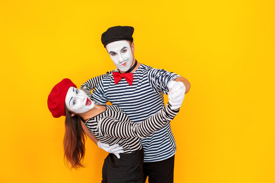 Attractive couple dancing and have a good time