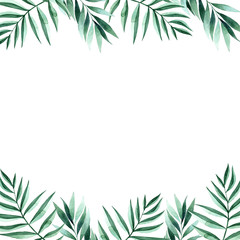 Watercolor hand painted tropical frame.