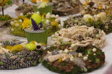 Easter decorations on the table.