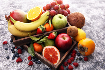 Fresh fruits. Mixed fruits background. Healthy eating, dieting, love fruits.