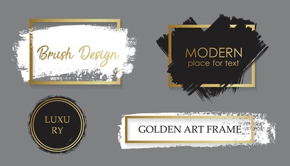 Vector black paint, ink brush stroke, line or texture. Dirty artistic design element, box, frame or background for text.