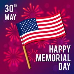 Vector illustration for a National american holiday. Image of the flag. Happy Memorial Day