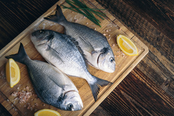 Gilthead seabream (Sparus aurata) ready to bake.