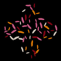 Colorful feathers. Prints of Colored feathers Design for Goods for Pets. Simple Pattern for Print, Logo or Poster. Vector Confetti Background.