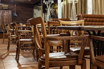 chairs at the tables in the restaurant