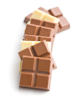 Brown and white chocolate bars.