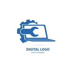 Logo design abstract computer repair vector template.