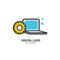Logo design abstract computer repair vector template.