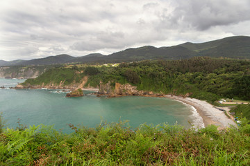 View of a sea bay with steep coast.