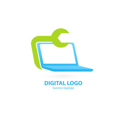 Logo design abstract computer repair vector template.