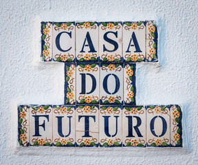 Fototapeta premium Colorful ceramic wall signs in Albufeira, Portugal