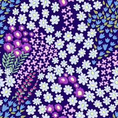 Seamless ditsy floral pattern in vector. Flower pattern. Pattern with wildflowers.