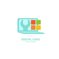 Logo design abstract computer repair vector template.