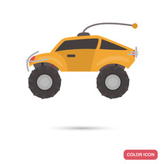 Toy car with radio control color flat icon