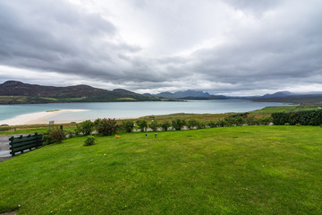 Fototapeta na wymiar Cloudy landscape of Kyle of Tongue in the north west Highlands, Scotland, Britain