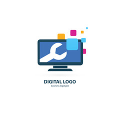 Logo design abstract computer repair vector template.