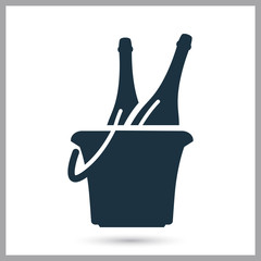 Bucket with two bollles wine simple icon