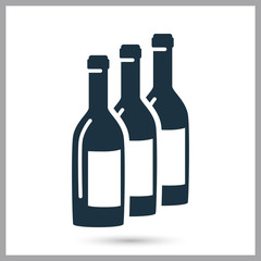 Bottles of wine in a row simple icon