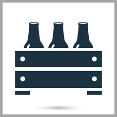 Beer bottles woden box simple icon