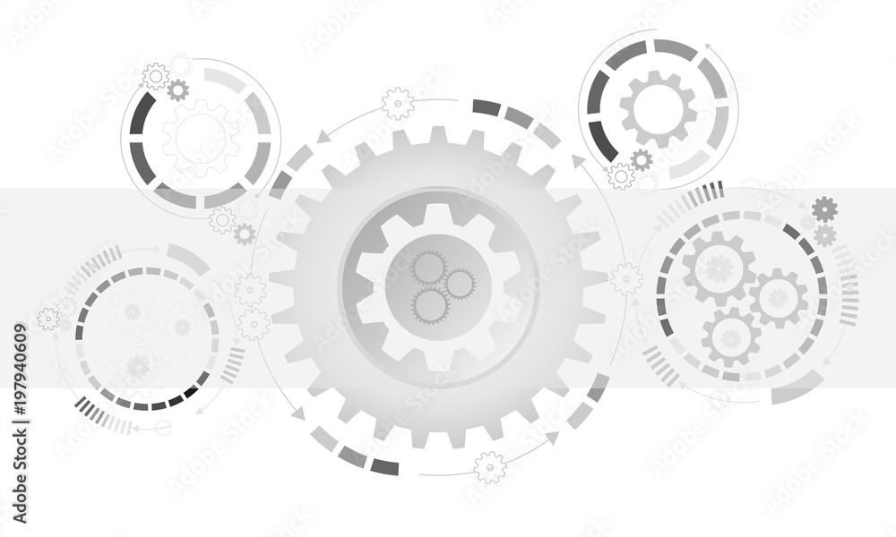 Poster abstract futuristic background. vector illustration gear wheel, hexagons and circuit board, hi-tech 