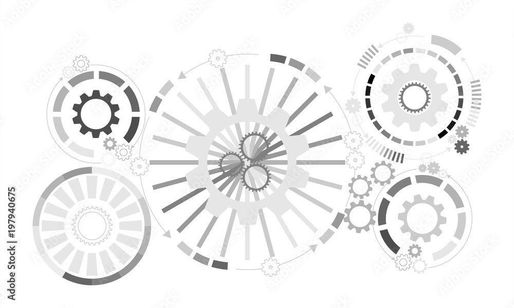 Poster abstract futuristic background. vector illustration gear wheel, hexagons and circuit board, hi-tech 