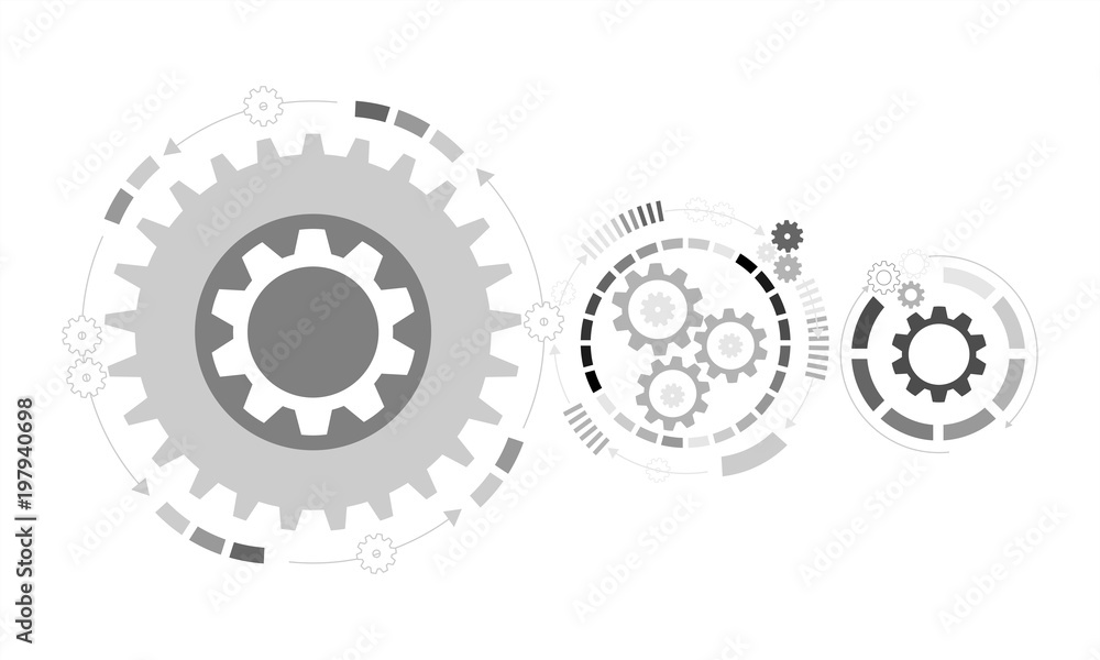 Poster abstract futuristic background. vector illustration gear wheel, hexagons and circuit board, hi-tech 