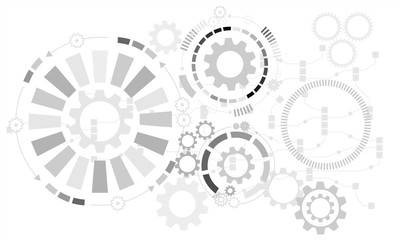 Abstract futuristic background. Vector illustration gear wheel, hexagons and circuit board, Hi-tech digital technology and engineering. Digital telecom technology concept. 