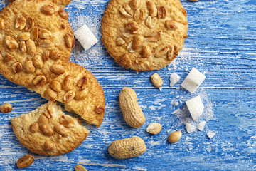 appetizing cookies with peanuts