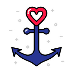 Anchor with heart nautical love concept