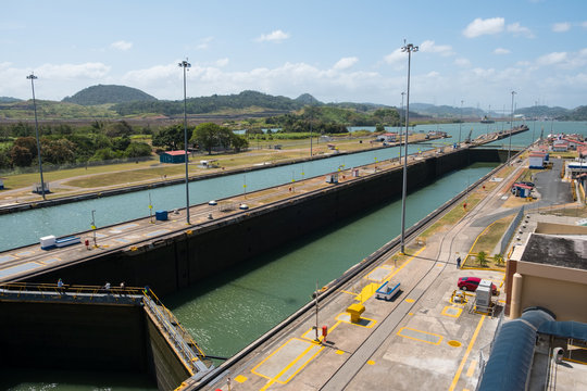 Empty Miraflores Locks, Panama Canal, Panama City
