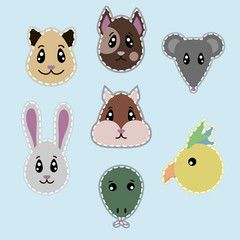 Hand Drawn Pets Heads Set